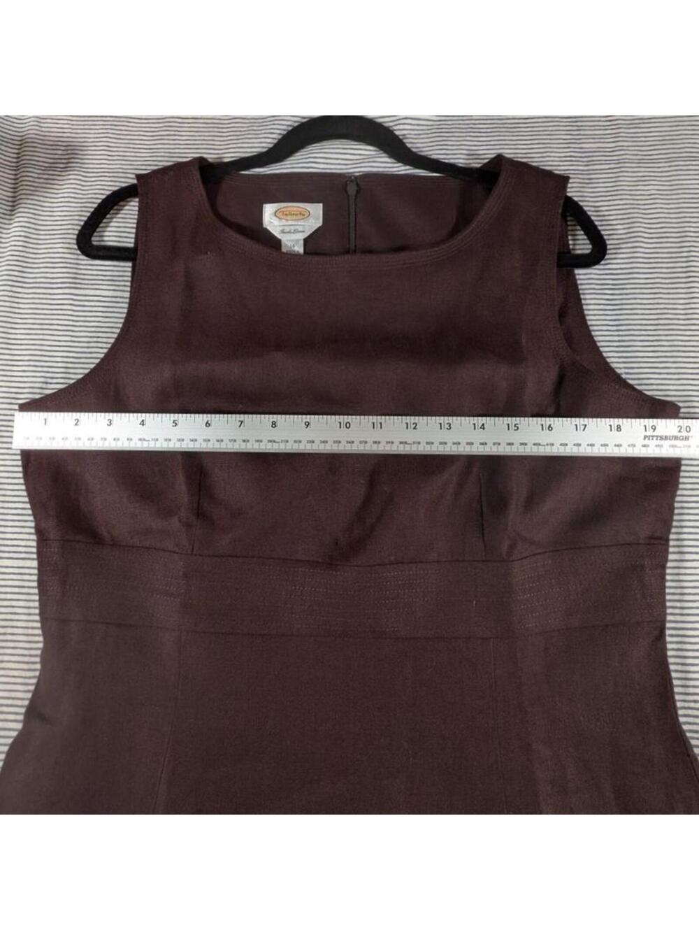 NEW Talbots Size 14 Brown 100% Irish Linen Fit and Flare Dress Y2K Quiet Luxury - Picture 13 of 15